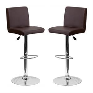 Home Square Contemporary Bar Stool in Brown Finish - Set of 2