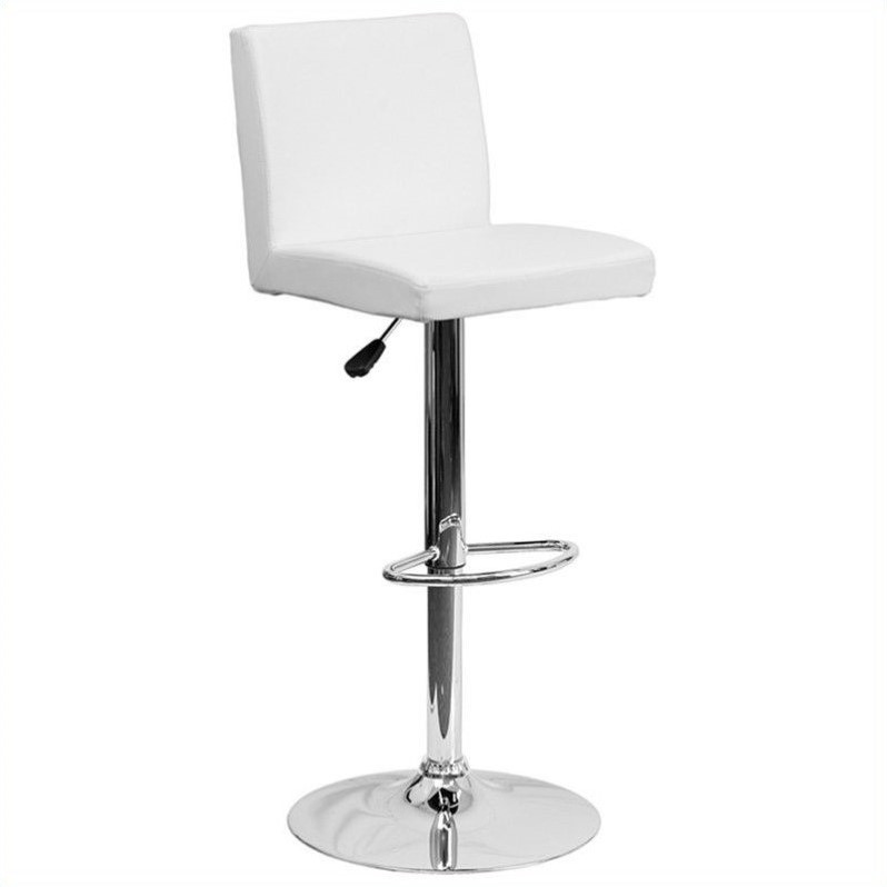 Home Square Contemporary Bar Stool in White Finish - Set of 2
