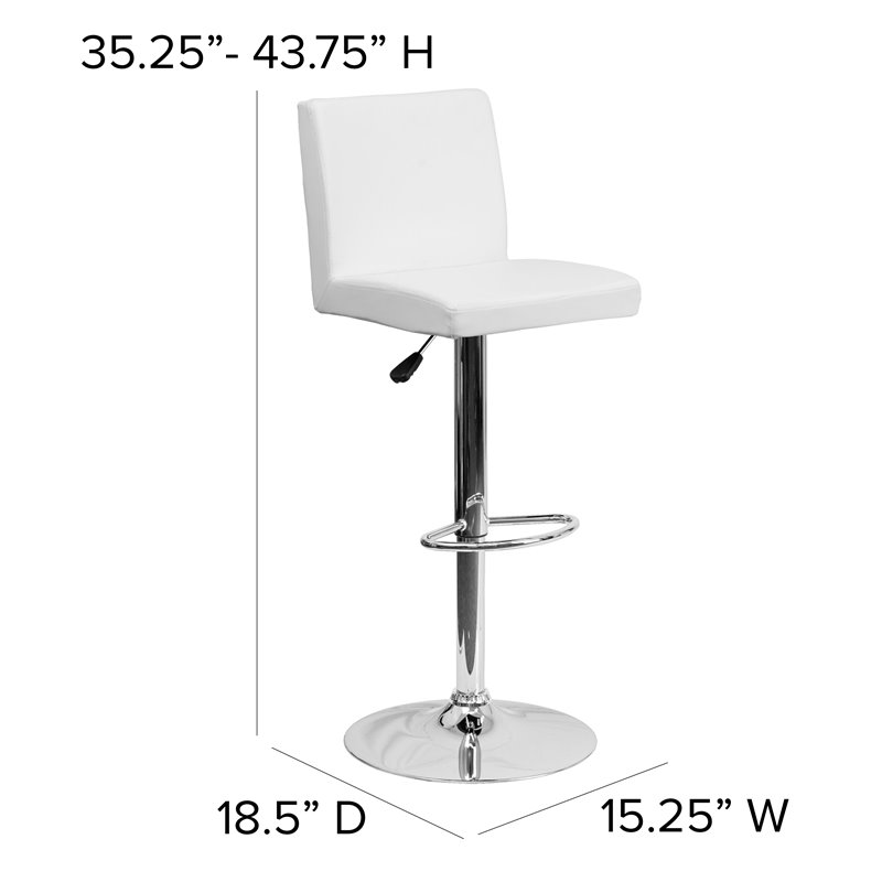 Home Square Contemporary Bar Stool in White Finish - Set of 2