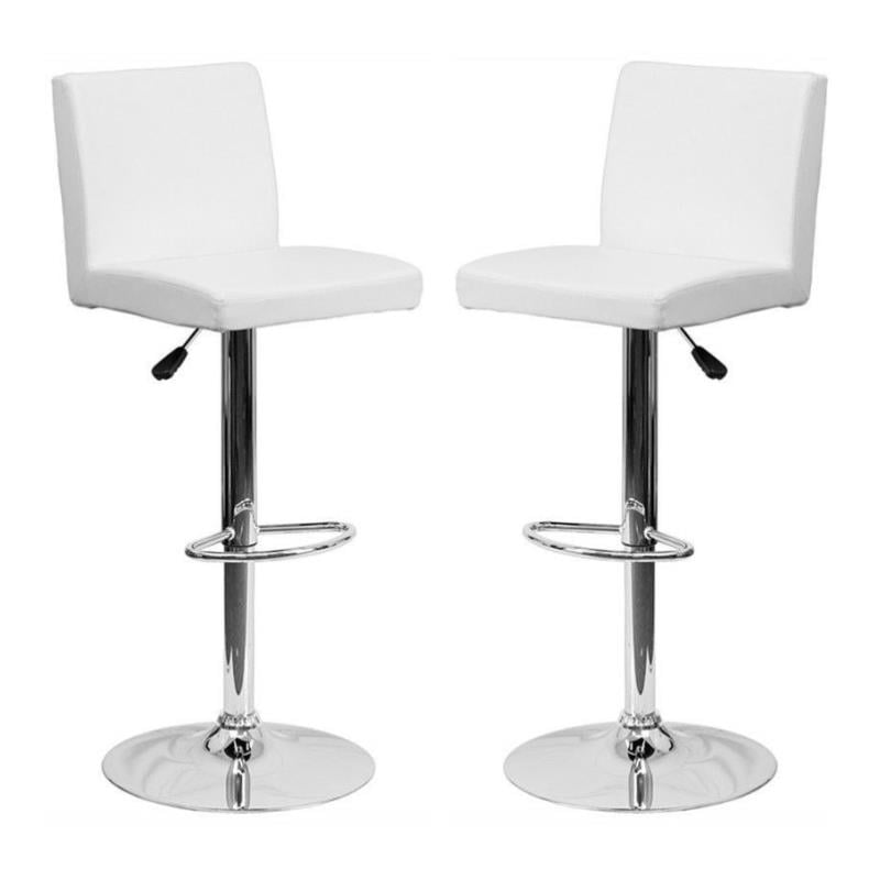 Home Square Contemporary Bar Stool in White Finish - Set of 2