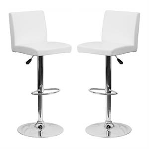Home Square Contemporary Bar Stool in White Finish - Set of 2