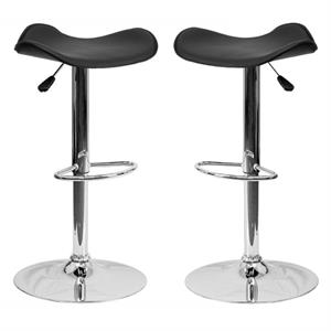 Home Square 25&quot to 33&quot Contemporary Adjustable Bar Stool in Black - Set of 2