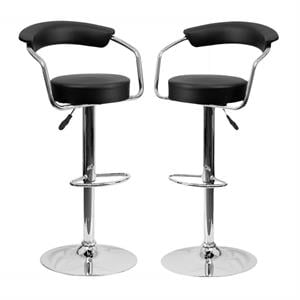 Home Square 25&quot to 33&quot Adjustable Bar Stool with Arms in Black - Set of 2