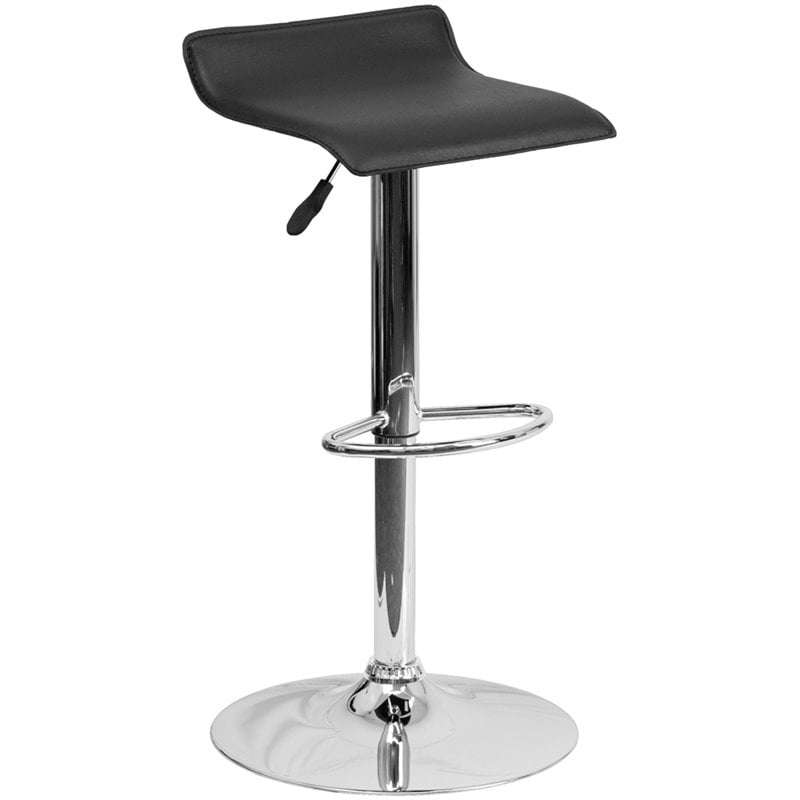 Home Square Backless Vinyl Upholstery Bar Stool in Black - Set of 2
