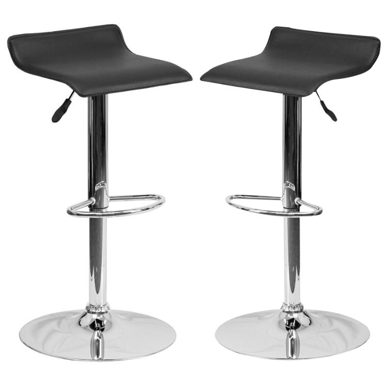 Home Square Backless Vinyl Upholstery Bar Stool in Black - Set of 2