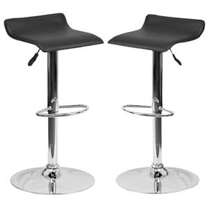 Home Square Backless Vinyl Upholstery Bar Stool in Black - Set of 2