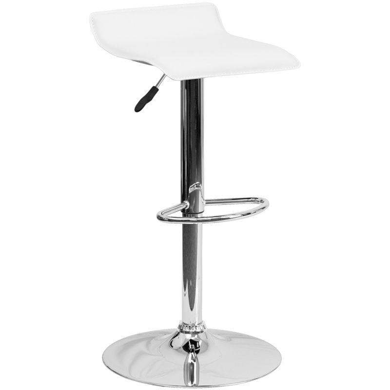 Home Square Backless Vinyl Upholstery Bar Stool in White - Set of 2