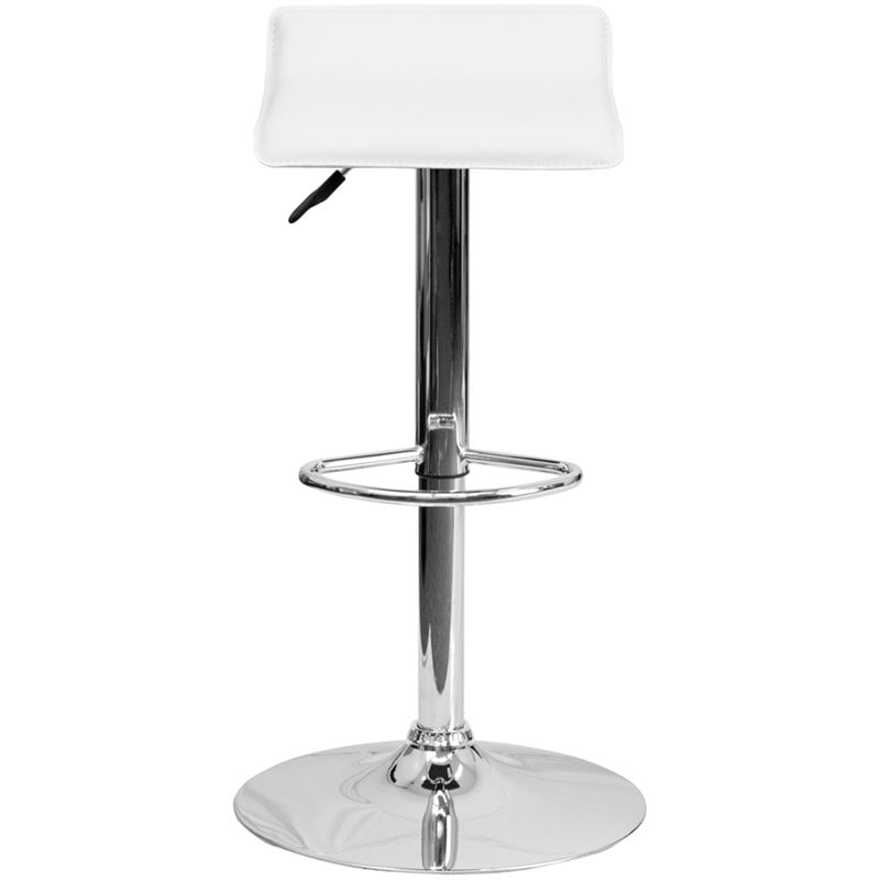 Home Square Backless Vinyl Upholstery Bar Stool in White - Set of 2