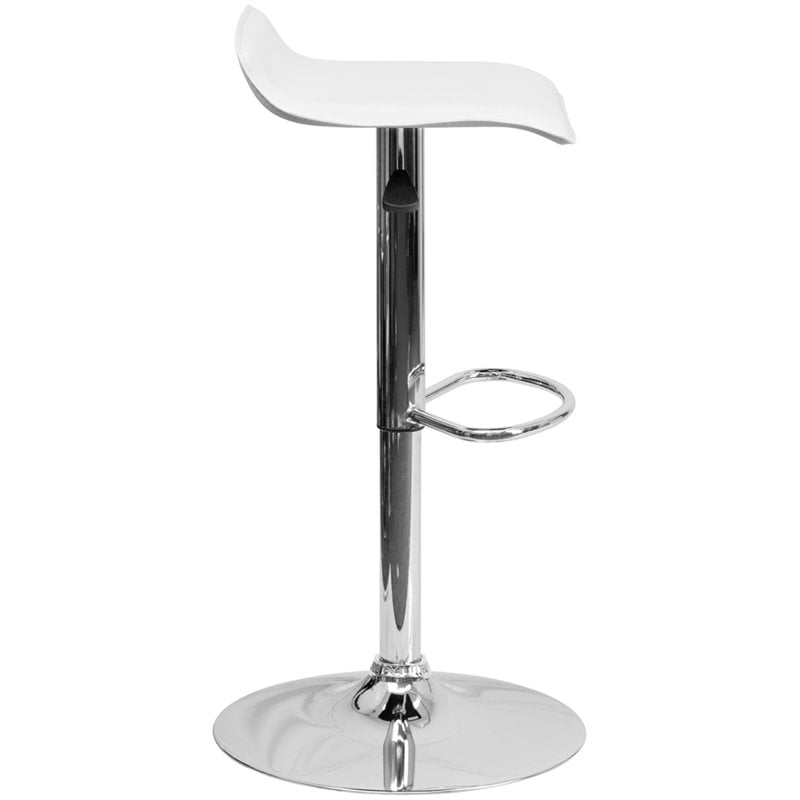 Home Square Backless Vinyl Upholstery Bar Stool in White - Set of 2