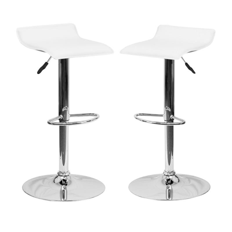 Home Square Backless Vinyl Upholstery Bar Stool in White - Set of 2