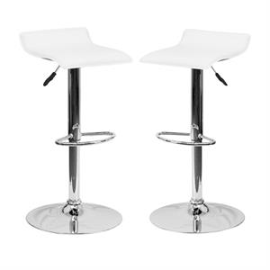 Home Square Backless Vinyl Upholstery Bar Stool in White - Set of 2