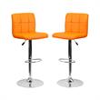 Home Square Quilted Vinyl Upholstery Bar Stool in Orange - Set of 2