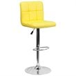 Home Square Quilted Vinyl Upholstery Bar Stool in Yellow - Set of 2
