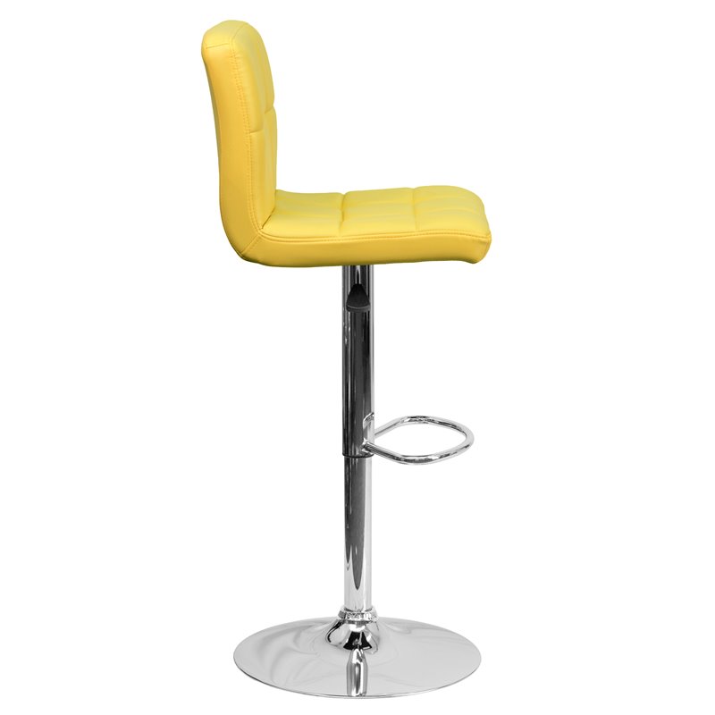 Home Square Quilted Vinyl Upholstery Bar Stool in Yellow - Set of 2