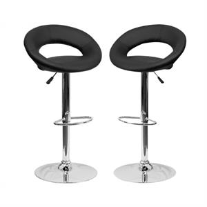 Home Square 24&quot to 33&quot Rounded Back Adjustable Bar Stool in Black - Set of 2
