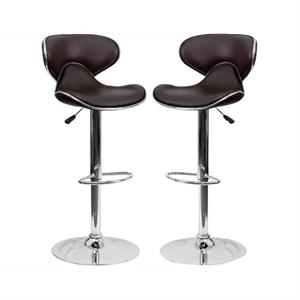 Home Square 24&quot to 33&quot Mid Back Cozy Adjustable Bar Stool in Brown - Set of 2