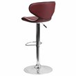 Home Square Mid Back Cozy Adjustable Bar Stool in Burgundy - Set of 2