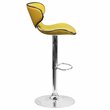 Home Square Mid Back Cozy Adjustable Bar Stool in Yellow - Set of 2