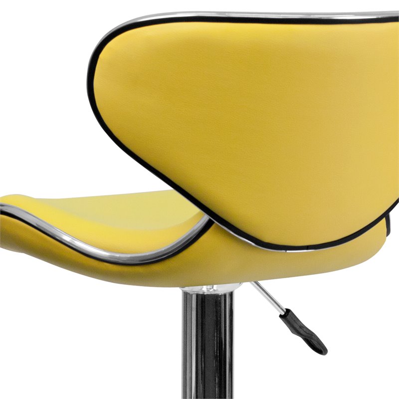 Home Square Mid Back Cozy Adjustable Bar Stool in Yellow - Set of 2