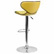 Home Square Mid Back Cozy Adjustable Bar Stool in Yellow - Set of 2