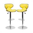 Home Square Mid Back Cozy Adjustable Bar Stool in Yellow - Set of 2