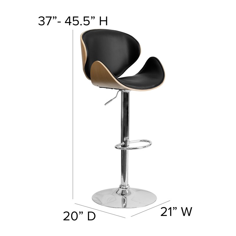 Home Square Adjustable Wood Bar Stool with Chrome Base in Beech - Set of 2