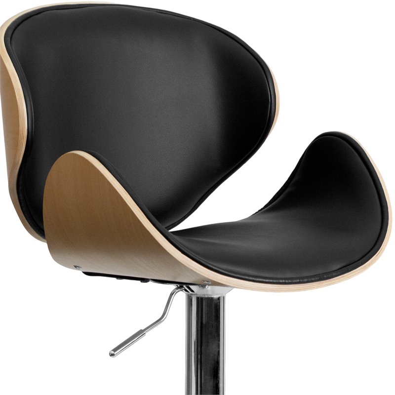 Home Square Adjustable Wood Bar Stool with Chrome Base in Beech - Set of 2