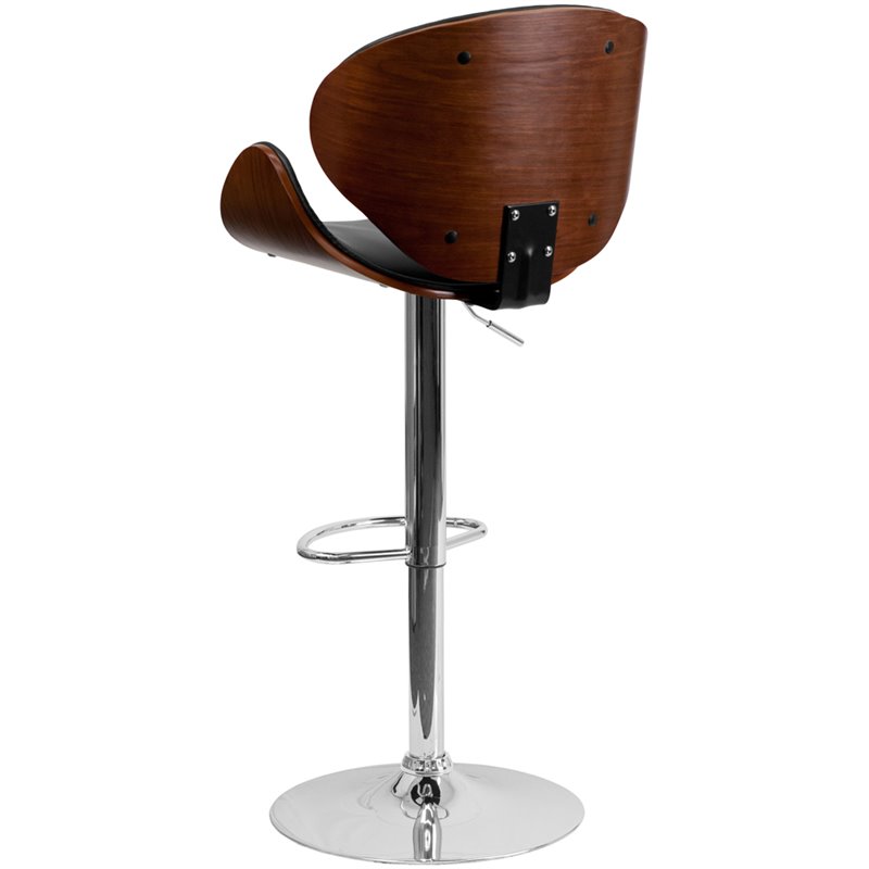 Home Square Adjustable Bar Stool with Curved Seat in Walnut - Set of 2
