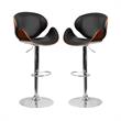 Home Square Adjustable Bar Stool with Curved Seat in Walnut - Set of 2