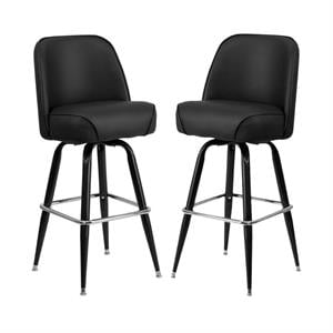 Home Square Metal Barstool With Swivel Bucket Seat in Black - Set of 2