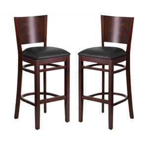 Home Square 43.5&quot Upholstered Restaurant Bar Stool in Black - Set of 2