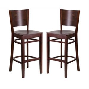 Home Square 43.5&quot Restaurant Wood Bar Stool in Walnut - Set of 2