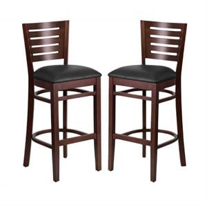 Home Square 43.5&quot Bar Stool in Walnut and Black - Set of 2