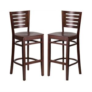 Home Square 43.5&quot Restaurant Wood Bar Stool in Walnut Finish- Set of 2