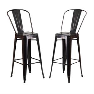 Home Square 30&quot Bar Stool in Black and Antique Gold - Set of 2