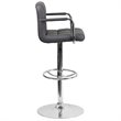 Home Square Faux Leather Quilted Adjustable Bar Stool in Gray - Set of 2