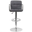 Home Square Faux Leather Quilted Adjustable Bar Stool in Gray - Set of 2