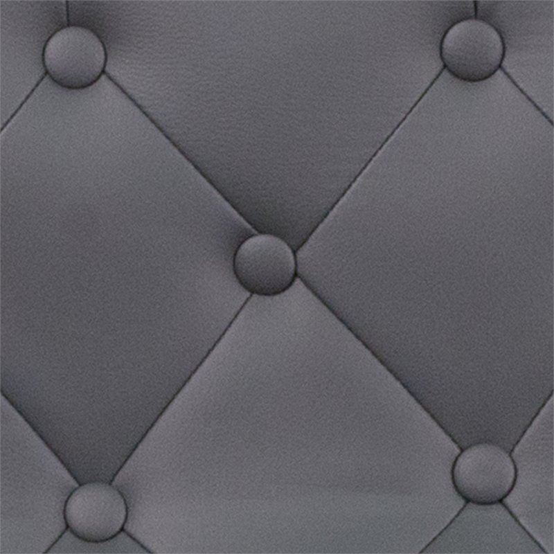 Home Square Faux Leather Tufted Adjustable Bar Stool in Gray - Set of 2