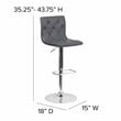 Home Square Faux Leather Tufted Adjustable Bar Stool in Gray - Set of 2