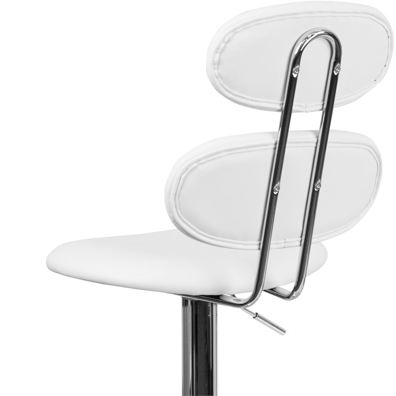 Home Square Faux Leather Adjustable Bar Stool in White Finish - Set of 2