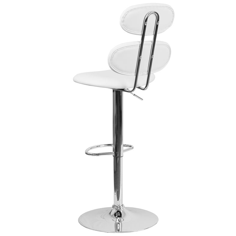 Home Square Faux Leather Adjustable Bar Stool in White Finish - Set of 2