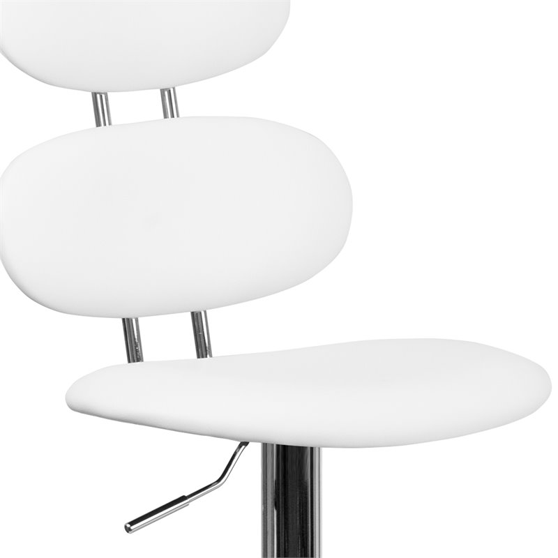 Home Square Faux Leather Adjustable Bar Stool in White Finish - Set of 2