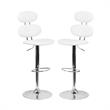 Home Square Faux Leather Adjustable Bar Stool in White Finish - Set of 2