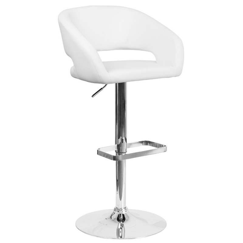 Home Square Adjustable Swivel Bar Stool in White Finish - Set of 2