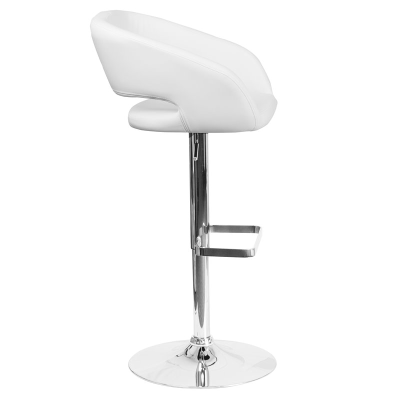 Home Square Adjustable Swivel Bar Stool in White Finish - Set of 2