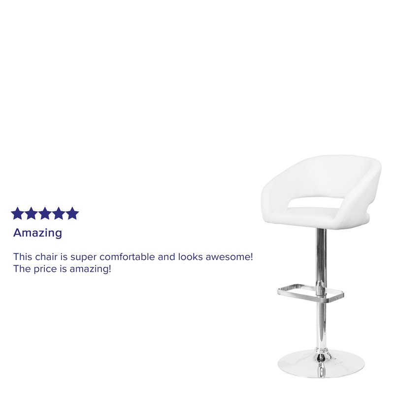 Home Square Adjustable Swivel Bar Stool in White Finish - Set of 2