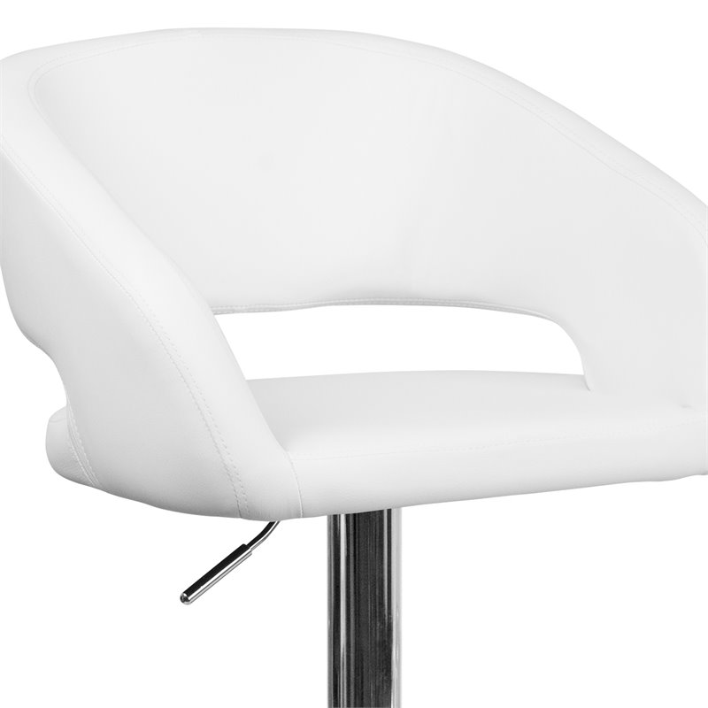 Home Square Adjustable Swivel Bar Stool in White Finish - Set of 2