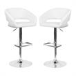 Home Square Adjustable Swivel Bar Stool in White Finish - Set of 2