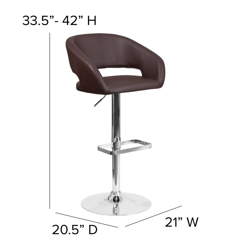 Home Square Faux Leather Bar Stool in Brown Finish - Set of 2