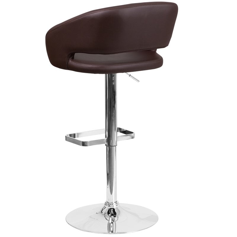 Home Square Faux Leather Bar Stool in Brown Finish - Set of 2